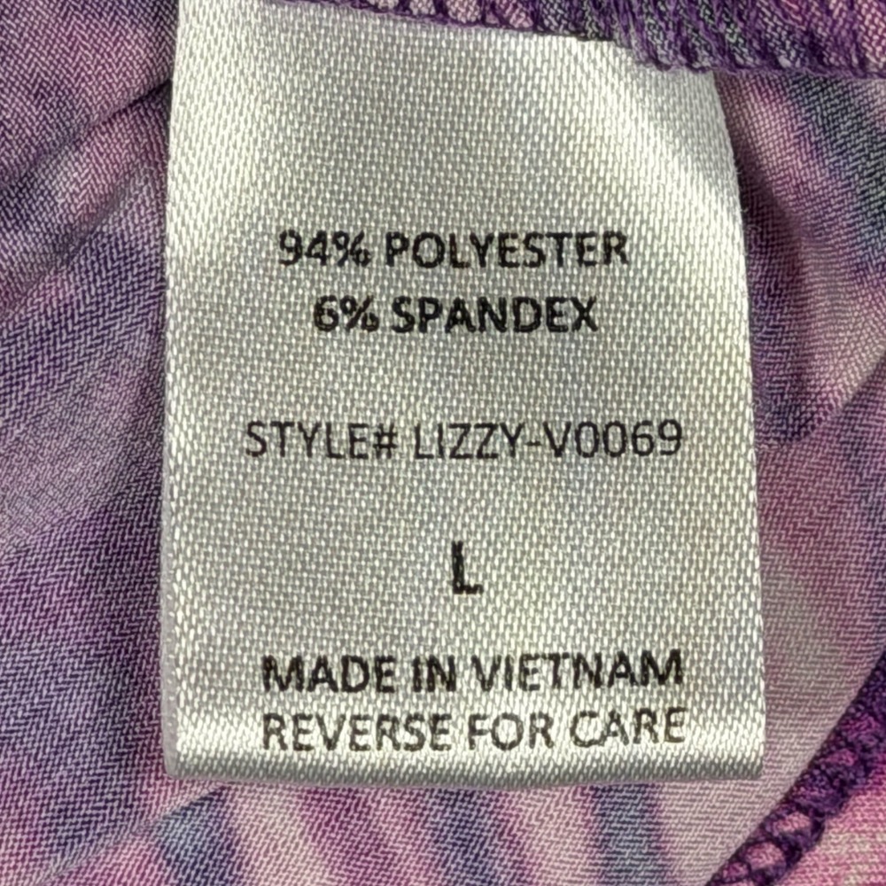 Dear Scarlett Lizzy Purple Pink Animal Print V-Neck Blouse Top Large tab slinky - Picture 7 of 8